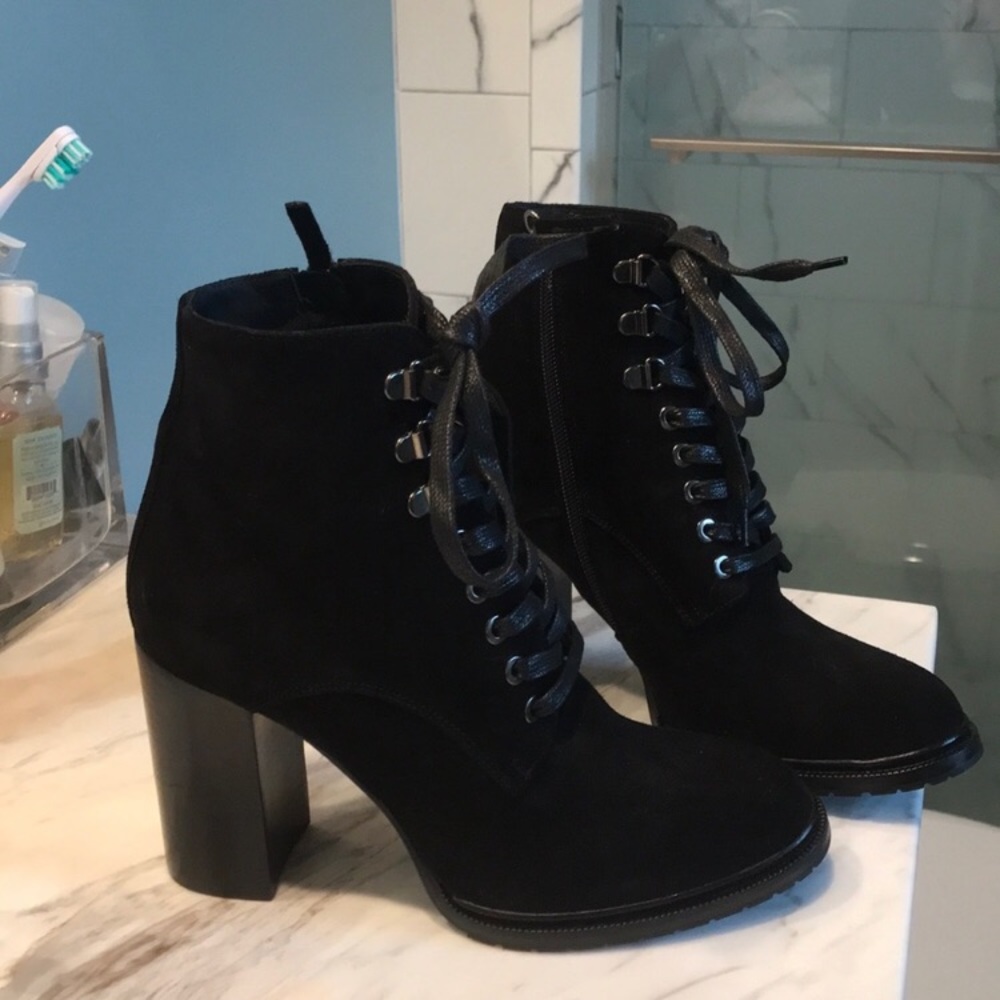 M. Gemi heeled black lace up boots